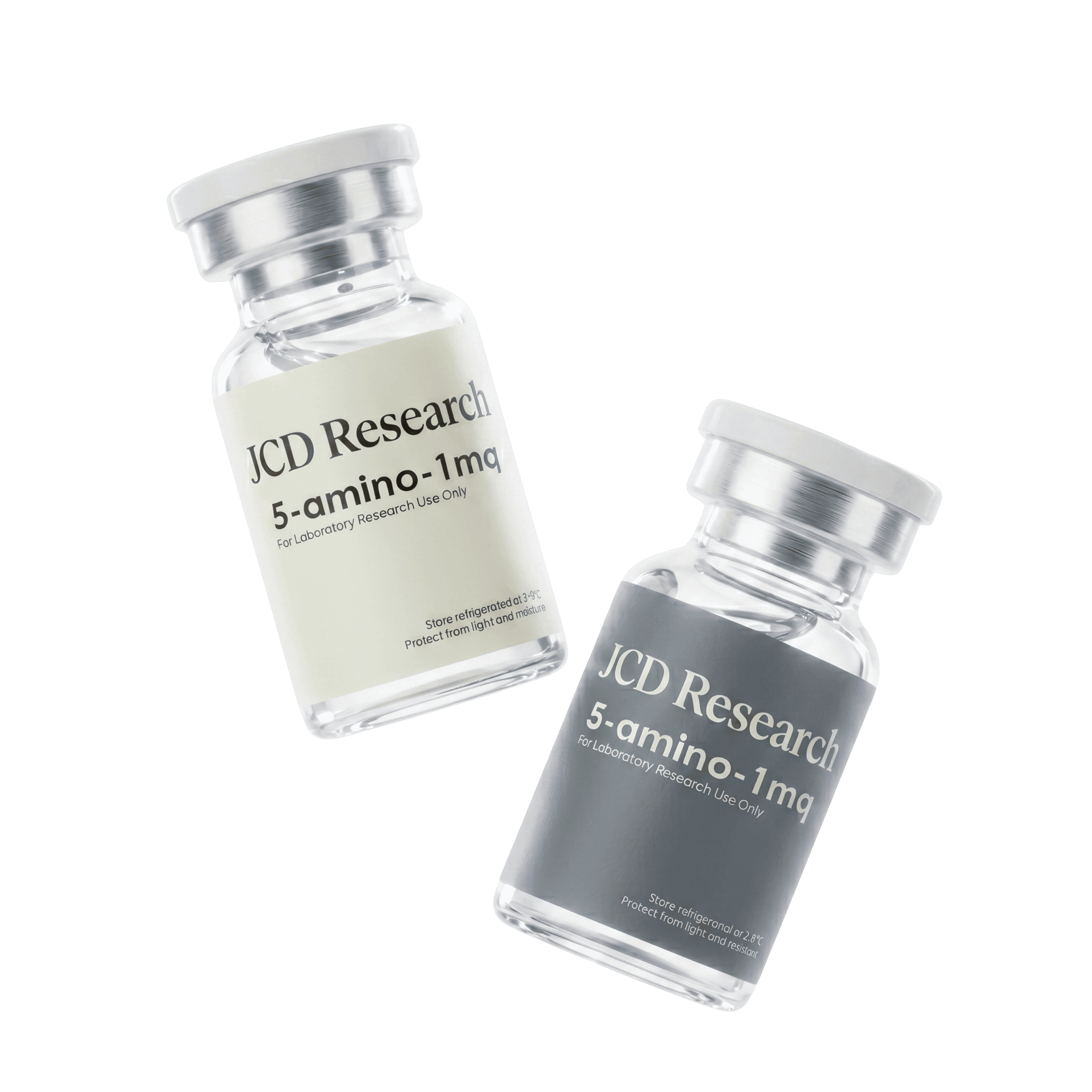 JCD Research peptide vials labeled for laboratory research use only